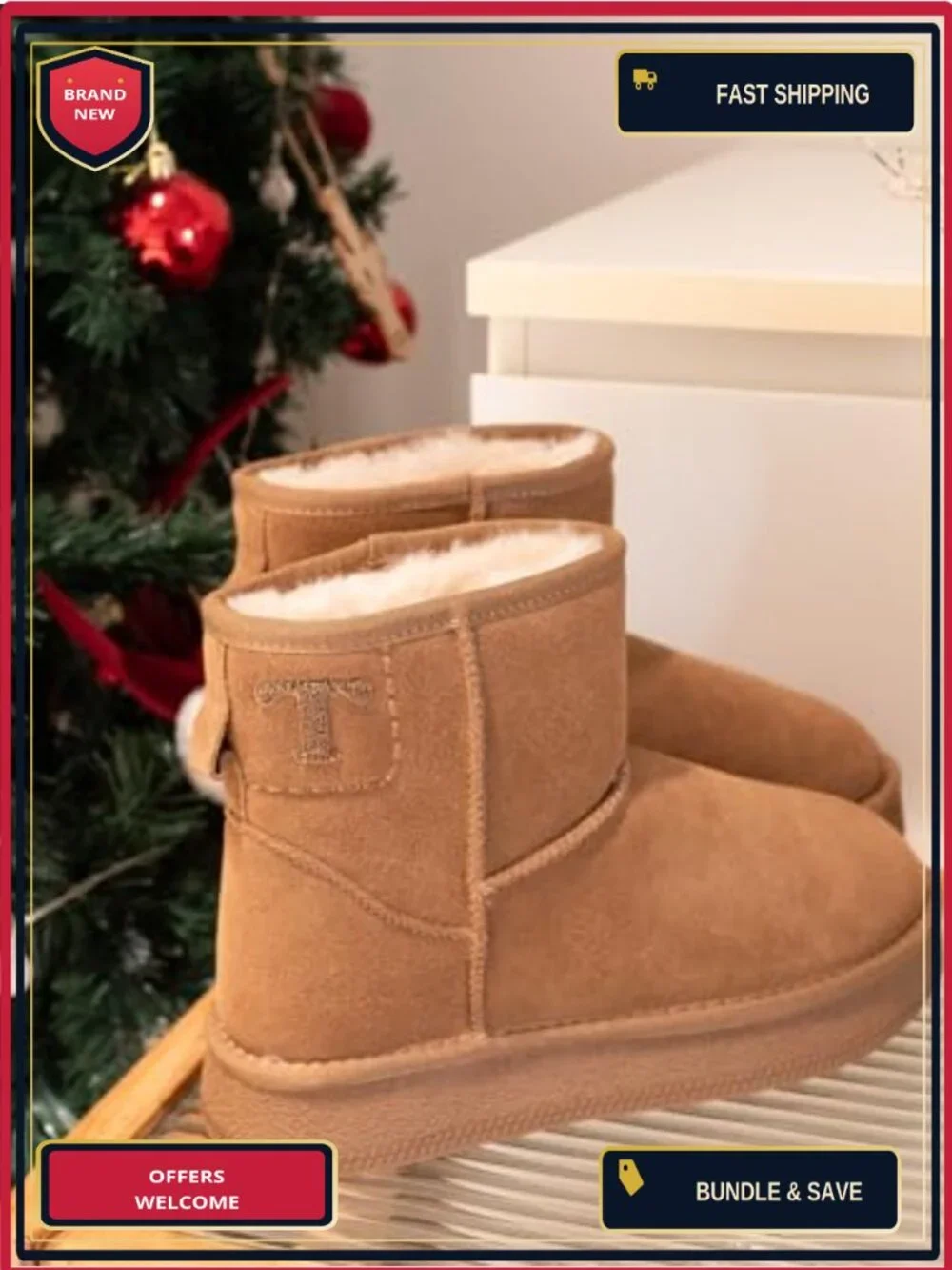 Women's Platform Ankle Snow Boots Genuine Suede Winter Boots Memory Foam Fur
